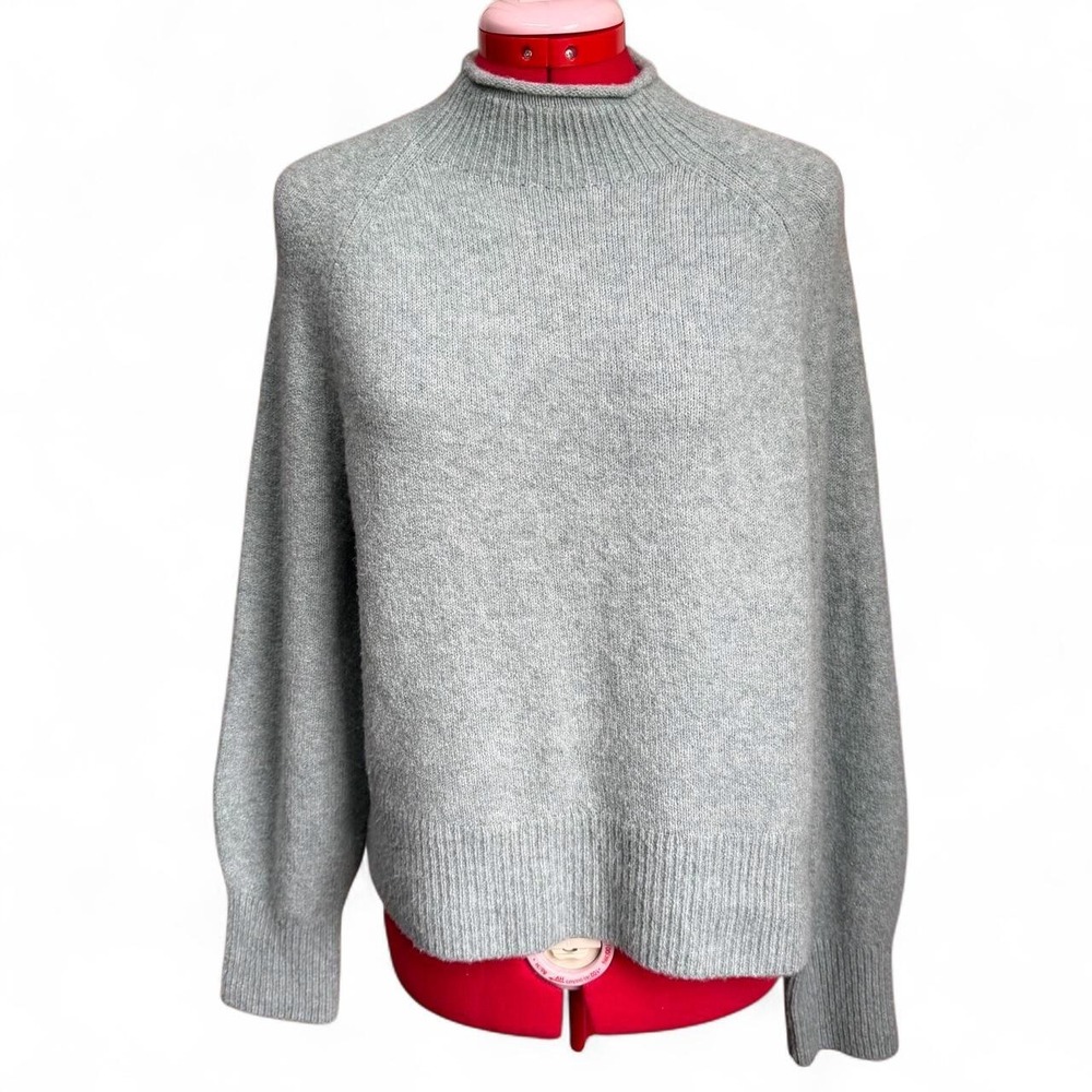 J Crew Sage Green Roll Neck Sweater Size XS Merino Wool Alpaca Cozy Classic